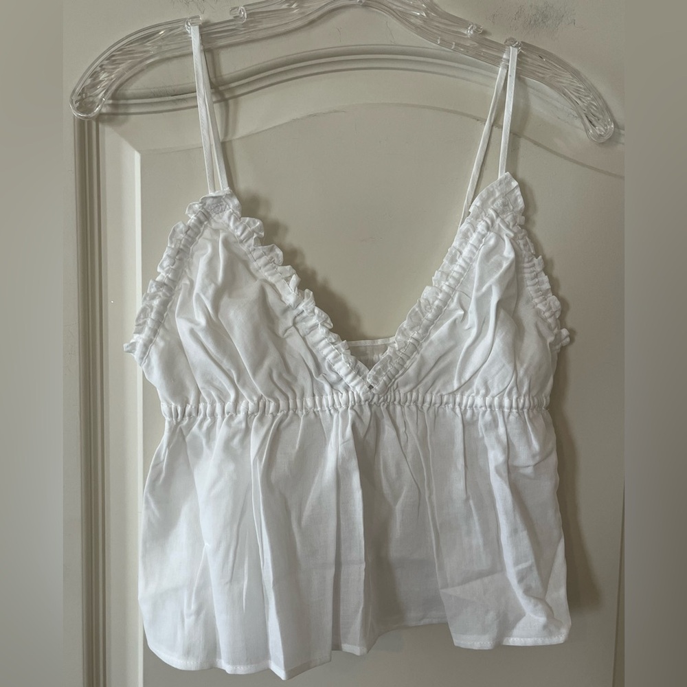 Steve Madden White Smocked Cotton Adjustable Straps Camisole Top Size Small